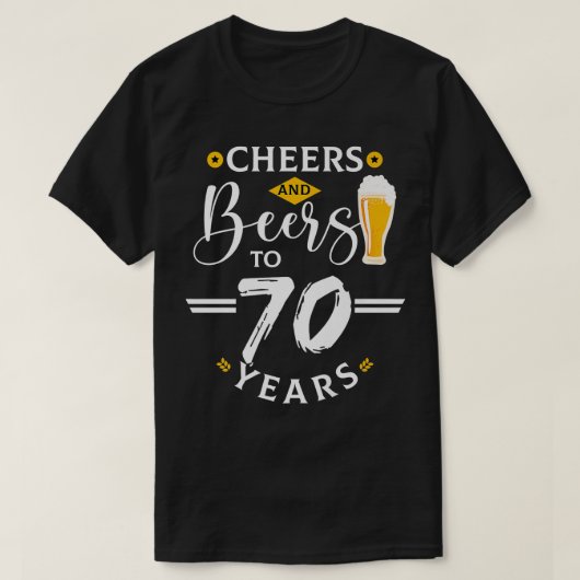 応援&ビール70歳70おもしろい誕生日 Tシャツ (デザイン正面)