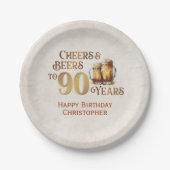 応援&ビール90誕生日 ペーパープレート (正面)