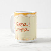応援&ビール – ビール愛好家のためのおもしろマグカップ コーヒーマグカップ (正面左)