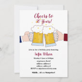 応援，ビール，誕生日パーティーの招待 招待状 (正面)