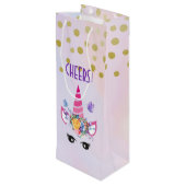 応援!ピンクのユニフォームとフェイク金ゴールド紙吹雪 ワインギフトバッグ (裏面アングル)