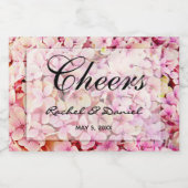 応援 |ピンクアジサイフローラ植物学ミニ スパークリングワインラベル (シングルラベル)