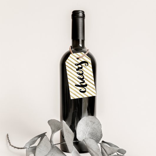 応援 |ブラック&フェイク金ゴールドストライプ ギフトタグ