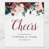 応援 |ブルゴーニュ&赤面フローラ結婚ズ ワインラベル (シングルラベル)