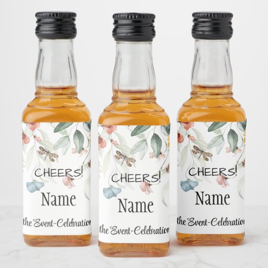 応援、ミニエレガントウォーター色スチルライフフローラ リキュールボトルラベル (ボトル)