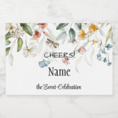 応援、ミニエレガントウォーター色スチルライフフローラ リキュールボトルラベル (シングルラベル)