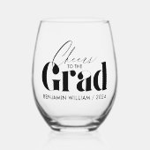 応援 |ミニマルカスタム大学院名 ステムなしワイングラス (正面)