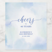 応援 |ミニマル水彩大人の誕生日パーティー ワインラベル (シングルラベル)