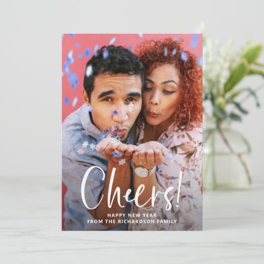 応援 | モダンタイポグラフィと写真新年 シーズンカード (スタンド正面)