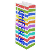 応援!ワイカラフルンストライプのバッグ ワインギフトバッグ (正面アングル)
