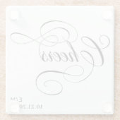 応援 |ヴィンテージ書パーソナライズされたの結婚数 ガラスコースター (裏面)