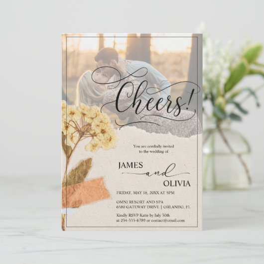 応援!写真パーソナライズされた素朴結婚の 招待状 (スタンド正面)