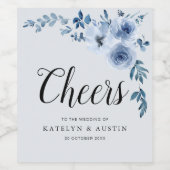 応援 |埃っぽい青いフローラ結婚ズ ワインラベル (シングルラベル)