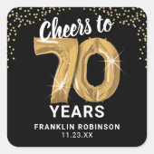 応援～大人70歳誕生日 スクエアシール (正面)