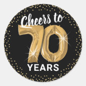 応援～大人70歳誕生日 ラウンドシール (正面)