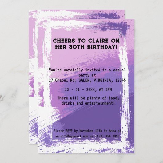 応援（女性） 招待状 (正面/裏面)