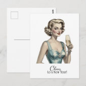 応援 – 年賀ヴィンテージ女性 ポストカード (正面/裏面)