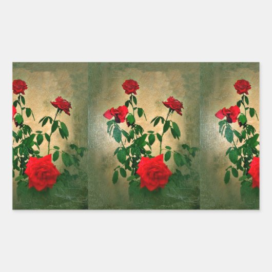 応援，愛のバラ_ 長方形シール (正面)