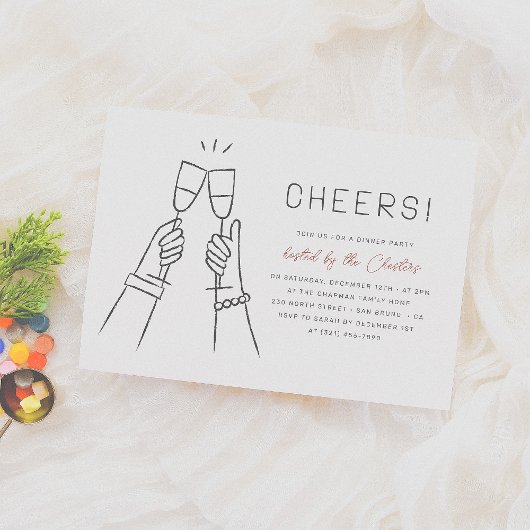 応援!手モダンお洒落引きディナーパーティー 招待状