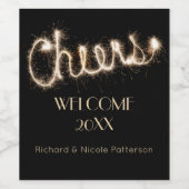 応援 |新年パーソナライズされたきらめく勝利 ワインラベル (シングルラベル)