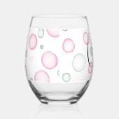 応援 |活気のあるおもしろいピンクと緑の泡 ステムなしワイングラス (右)