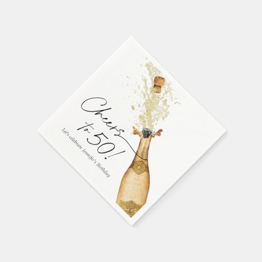 応援~第50誕生日パーソナライズされた紙 スタンダードカクテルナプキン (角)
