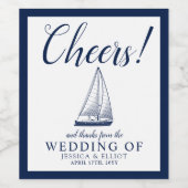 応援!航海の帆船結婚の海軍 ワインラベル (シングルラベル)