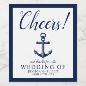 応援!航海の結婚カスタマイズ海軍 ワインラベル (シングルラベル)