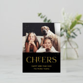 応援 |装飾文字ハッピーニューイヤー写真 箔シーズンポストカード (立ち正面)