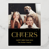 応援 |装飾文字ハッピーニューイヤー写真 箔シーズンポストカード (正面)