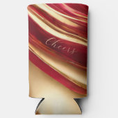 応援 – 赤と金ゴールドモダン抽象芸術- スリム缶クーラー (正面)