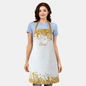 応援-金ゴールドバブルシャンパンテーマ エプロン (着用した状態)