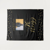 応援 |金ゴールド&ブラック30th誕生日パーティー写真 タペストリー (正面(横))