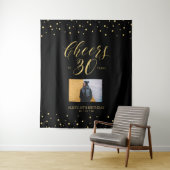 応援 |金ゴールド&ブラック30th誕生日パーティー写真 タペストリー (インサイチュ)