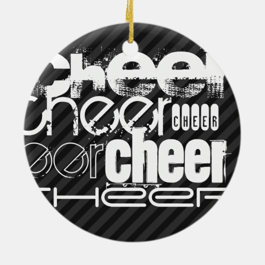 応援、黒とダークグレーのストライプ セラミックオーナメント (裏面)