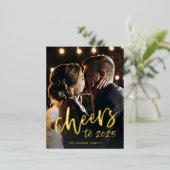 応援~2025 | 新年の金ゴールド 箔シーズンポストカード (立ち正面)