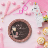 応援~50年バラ金ゴールド誕生日 ペーパープレート (パーティー)