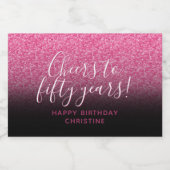 応援~50年ホットピンク&ブラックスパークル スパークリングワインラベル (シングルラベル)