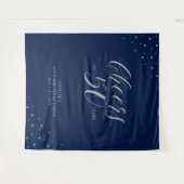 応援~50年 |シルバー&ネイビー誕生日パーティー タペストリー (正面(横))