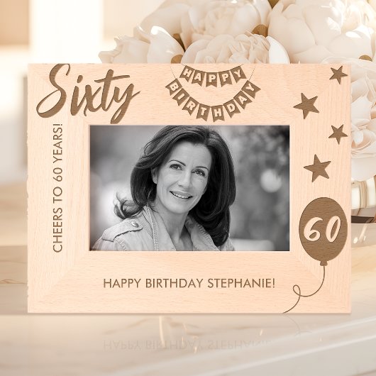 応援~60年ハッピーバースデー レーザー彫刻フレーム