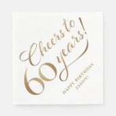 応援～60誕生日グリッターと金ゴールド スタンダードランチョンナプキン (正面)