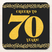 応援～70年70歳誕生日 スクエアペーパーコースター (正面)