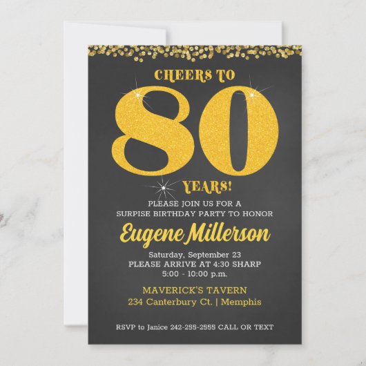 応援~80年誕生日80位八百八十 招待状 (正面)