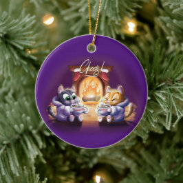 応援!COCOA CATS by Jeff Willis Art セラミックオーナメント