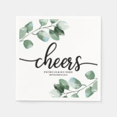 応援- Greenery Eucalyptus 結婚Krightus スタンダードカクテルナプキン (正面)