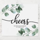 応援- Greenery Eucalyptus 結婚Krightus スパークリングワインラベル (シングルラベル)