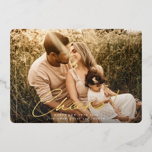 応援!Happy New Year Photo 箔シーズンカード (正面)
