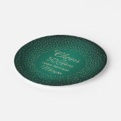 応援Any Year誕生日紙吹雪グリーン金ゴールド50th ペーパープレート (アングル)