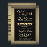 応援Any Years Retierment エレガント Black and金ゴールド セーブザデート<br><div class="desc">招待状の同僚、家族、友人が、この黒と金ゴールドエレガントの退職パーティーを使用して、お祝いに参加し、招待日を保存します。デザインは、金属性のタイポグラフィ、黒色のヴィンテージ縁ど、黒色の、およびのアストライプートを特徴とする。金ゴールドはフォイルではなくカラーで印刷される点に注意してください。この招待テンプレートは、20年勤続後に退職する人に対して設定されますが、シンプル何年カスタマイズでも、誕生日などの別のイベントに対しても設定されます。その男女兼用デザインは男女にも適している。応援、おめでとう、おめでとうございます。</div>