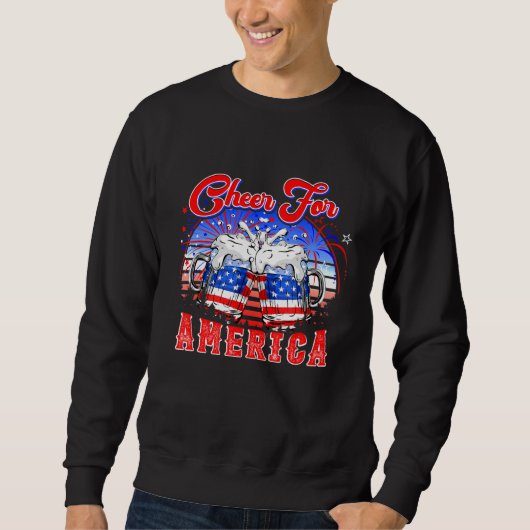 応援For America Beer 7月4日アメリカ国旗の火 スウェットシャツ (正面)
